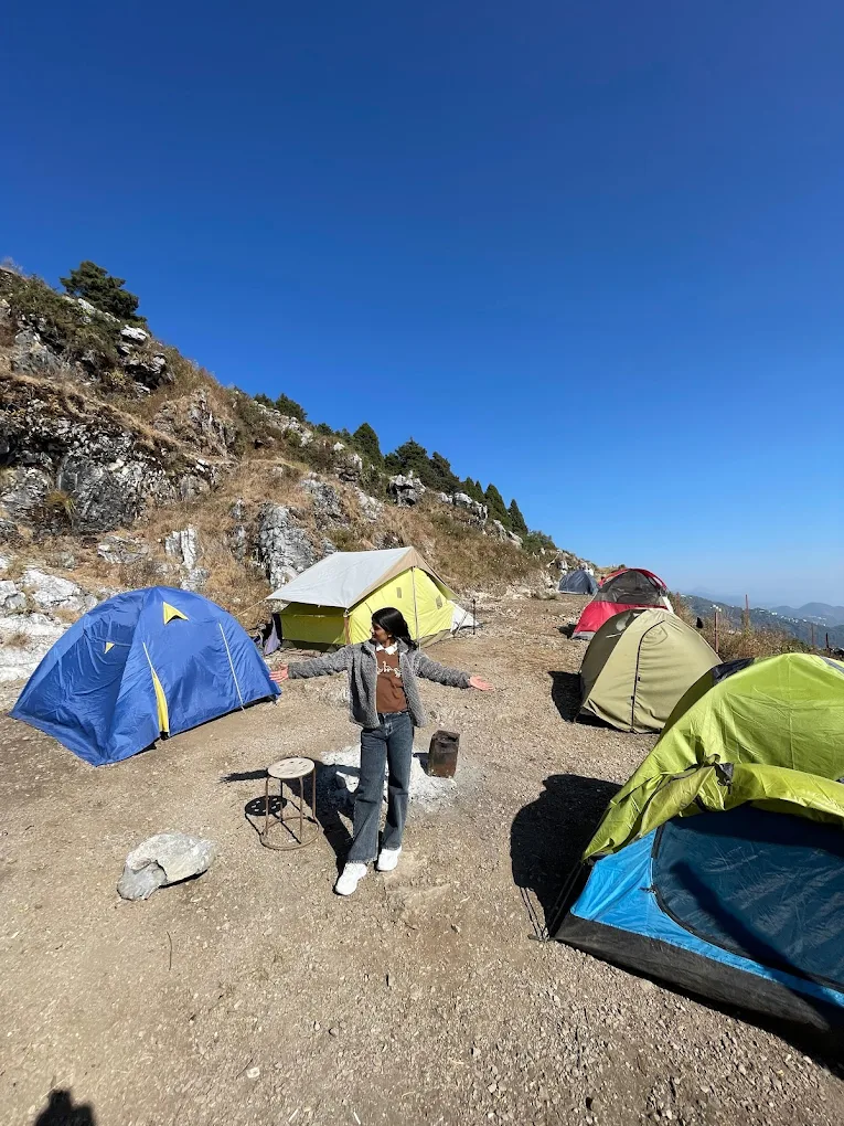 Colorful tents on hilltop